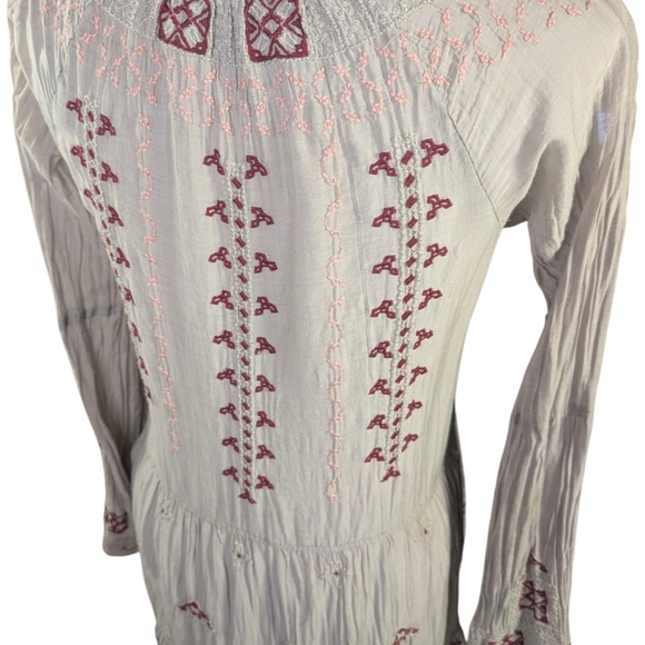 Johnny Was Ava Peasant Tunic Dress Silk Boho Embroidered Small Lagenlook FLAW - Picture 3 of 10